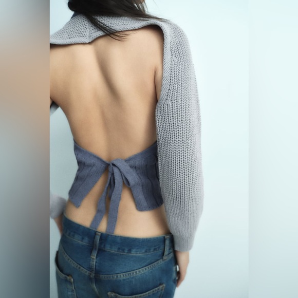 ZARA OPEN BACK KNIT TOP - Picture 4 of 8